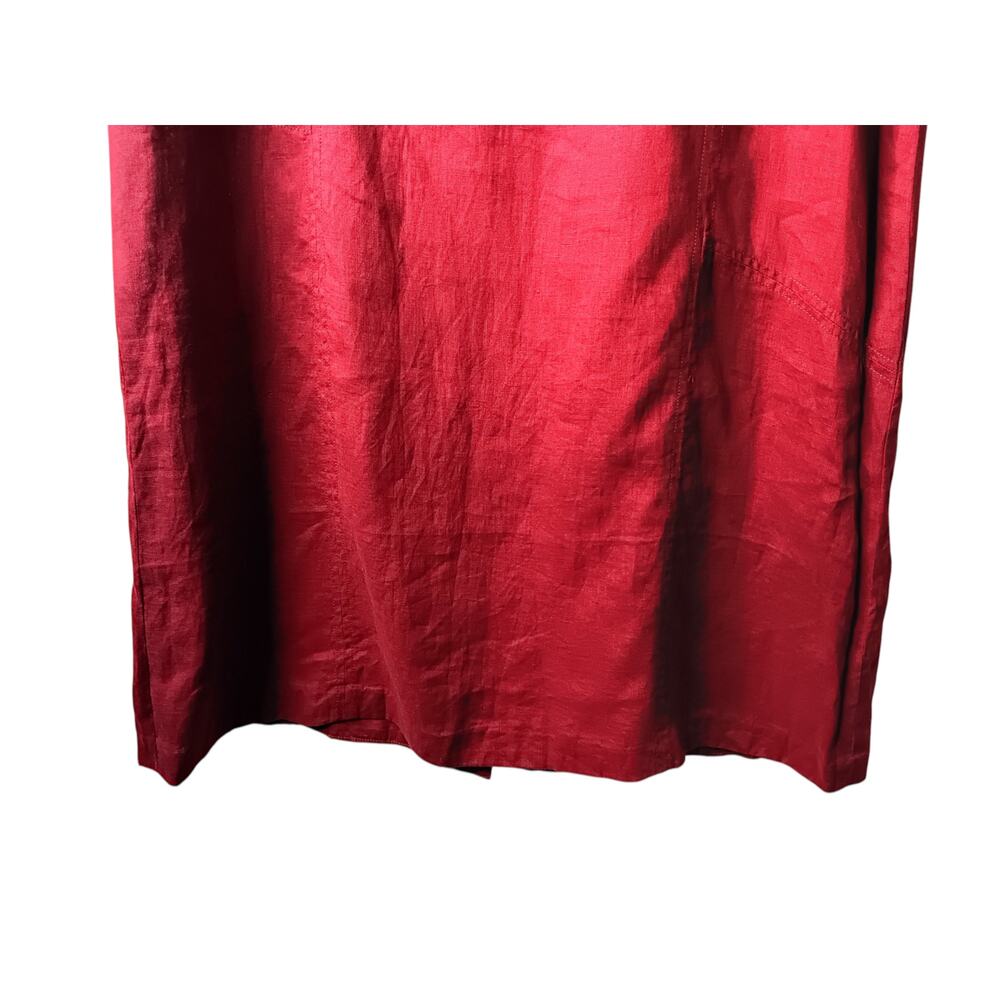 The Territory Ahead Linen Maxi Shift Dress Red Sleeveless V Neck 12 - Picture 6 of 15